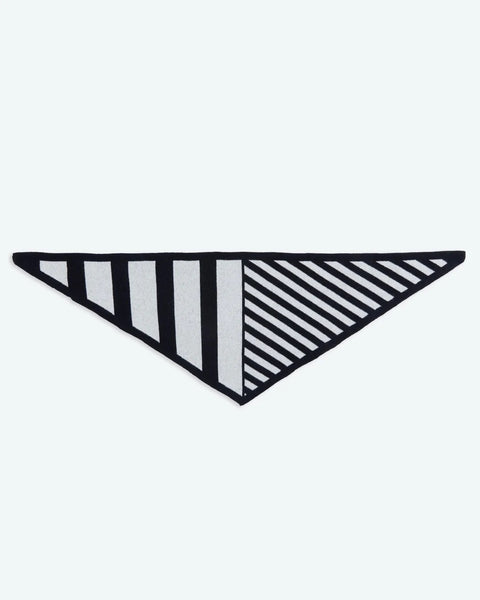 Black & White Stripe Wool Triangle Scarf