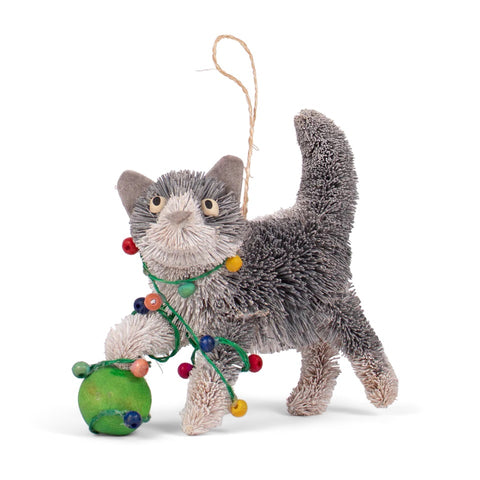 Bristle Cat with Lights Christmas Decoration