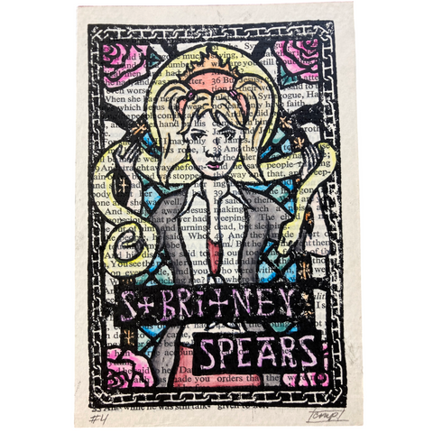 Charlee M Piper Britney Spears Fallen Women lino print