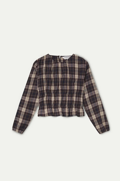Brown Check Cotton Top
