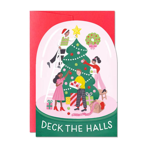 Deck the Halls Snowglobe Christmas Card