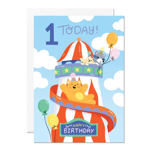 1st Birthday Helter Skelter Card