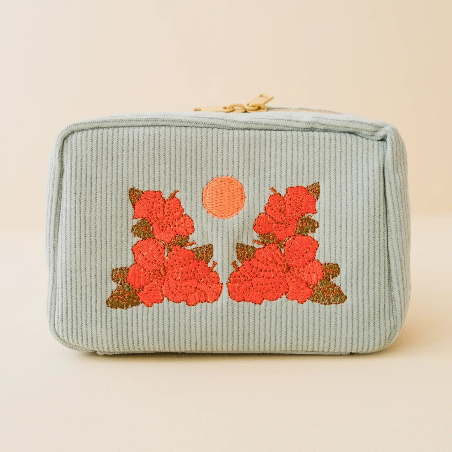 Sky Blue Floral Makeup Bag