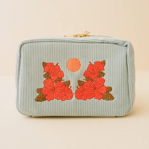 Sky Blue Floral Makeup Bag