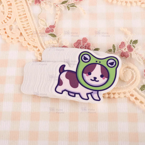 Mona Mauve Cat in a Frog Hat Sticker
