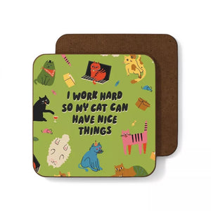 Betiobca Work Hard Cats Coaster
