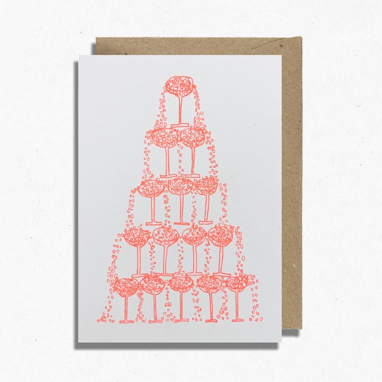 Hot Pink Press Orange Champagne Glasses card