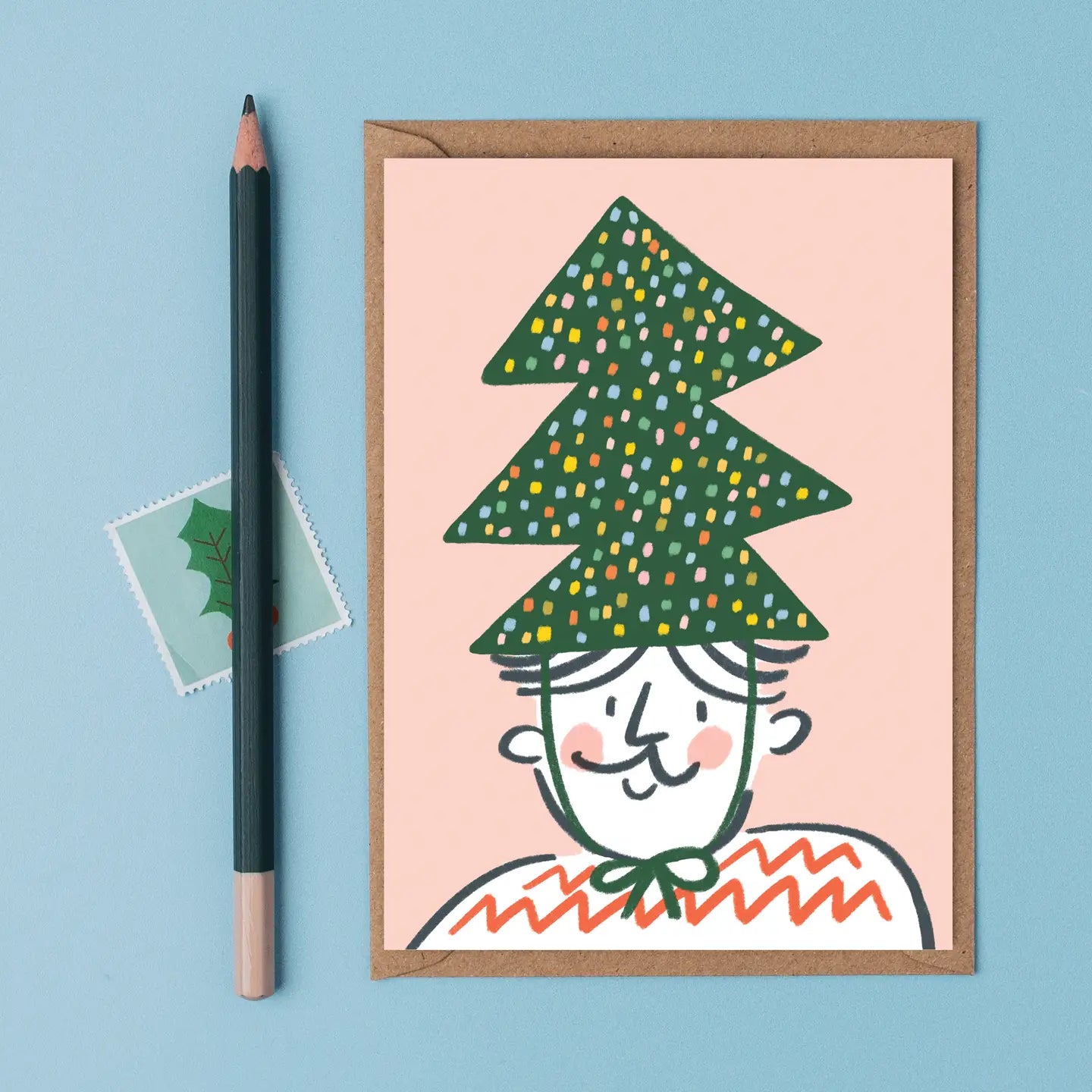 Christmas Tree Party Hat Card