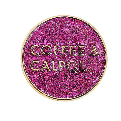 Coffee & Calpol Purple Glitter Enamel Pin