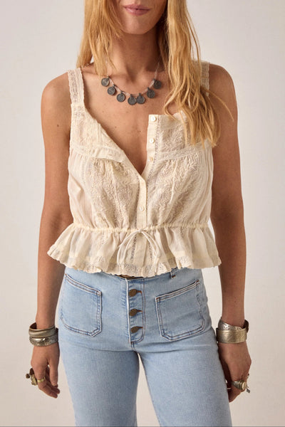 Constanza Vintage Lace Coquillage Top
