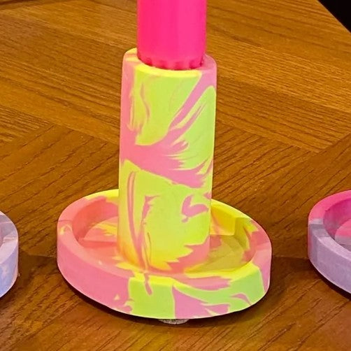 Coral & Yellow Neon Candle Holder