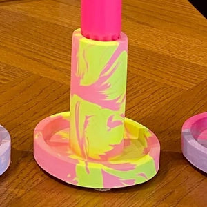 Coral & Yellow Neon Candle Holder