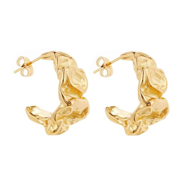 Crumpled Gold Hoop Earrings
