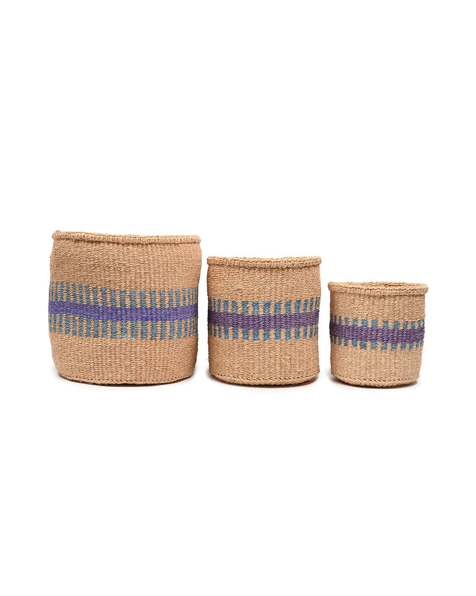 HUDUMA: Purple & Blue Stripe Basket
