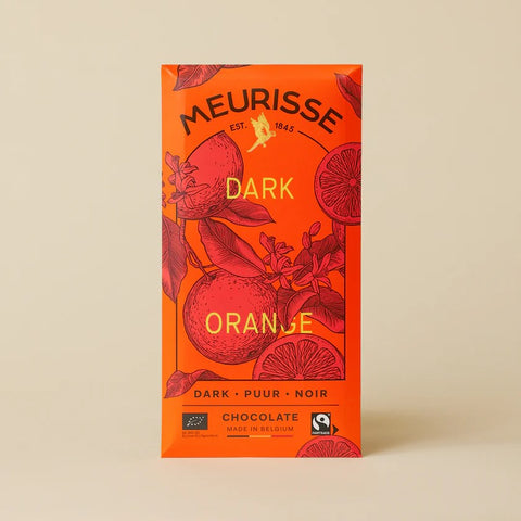 Vegan dark chocolate with orange salt from Belgium's oldest chocolatier, Meurisse. 