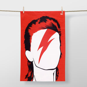 Bold & Noble David Bowie Ziggy Stardust orange tea towel