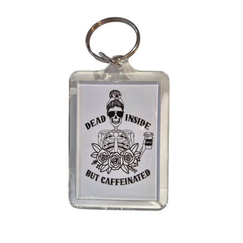 Scent With Profanity Dead Inside But Caffeinated Key Ring