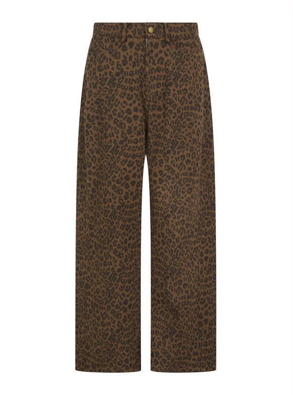 Ditta Leopard Barrel Leg Jeans