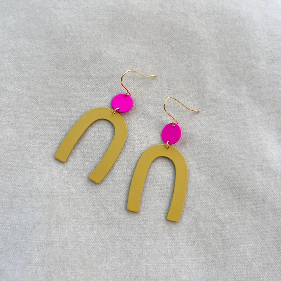 Dolly Mustard & Hot Pink Earrings