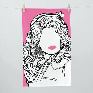 Dolly Parton pink tea towel - Bold & Noble