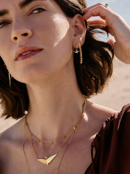 Dreamer Pave Bird Huggie Hoop Earrings