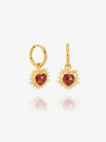 Electric Love Garnet Huggie Hoop Earrings