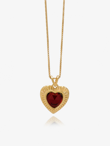 Electric Love Large Garnet Heart Necklace