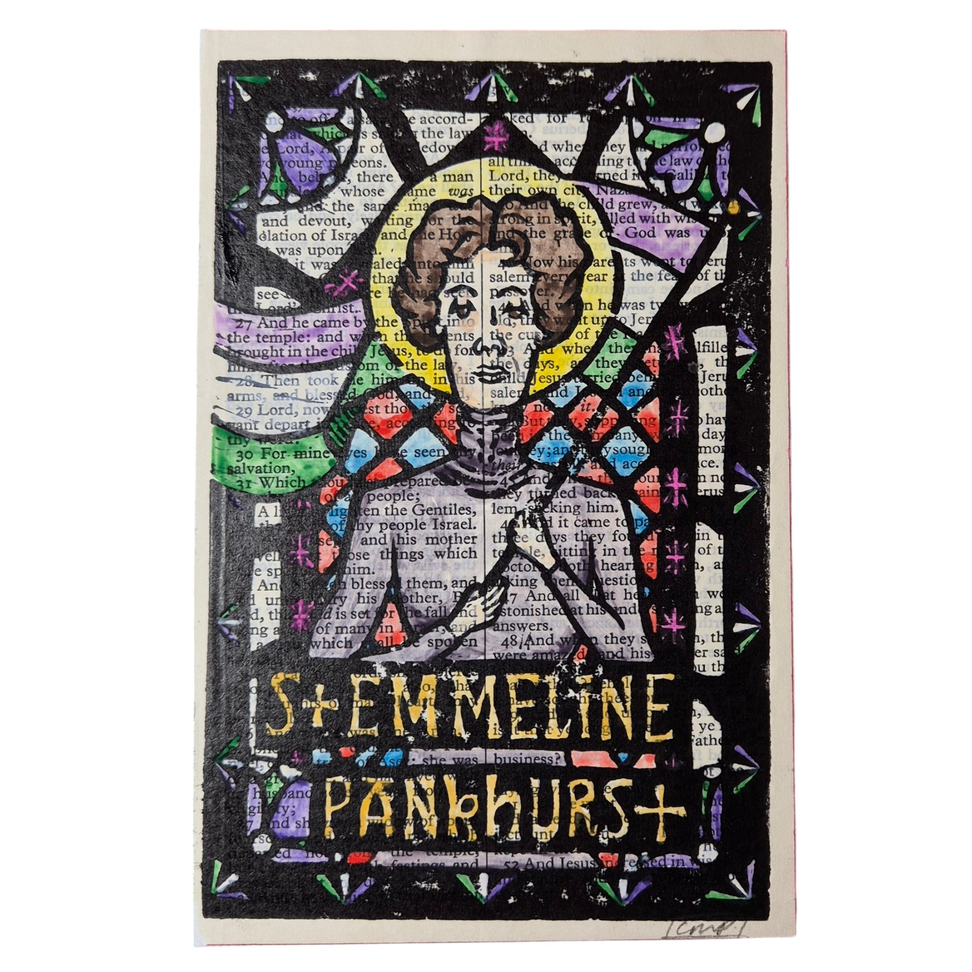 Charlee M Piper Emmeline Pankhurst lino print