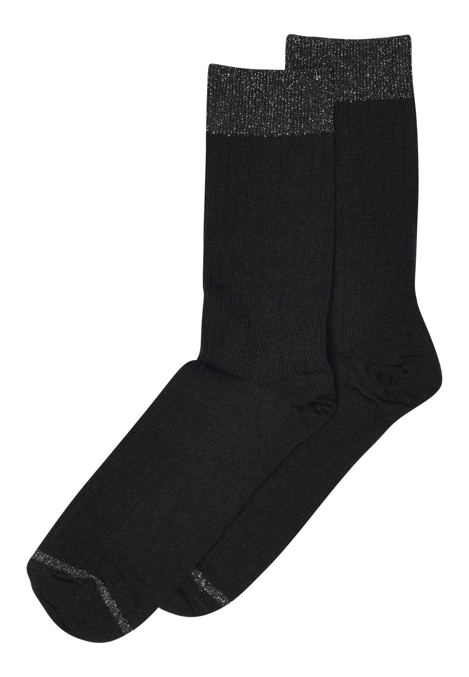 MP Denmark Erina black socks with glitter cuff