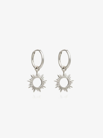 Silver Eternal Sun Mini Hoop Earrings