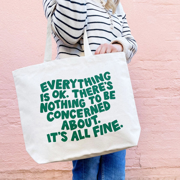 Alphabet Bags Everything Is OK Big Canvas Tote Bag