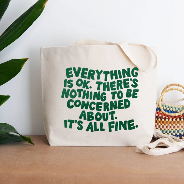 Alphabet Bags Everything Is OK Big Canvas Tote Bag