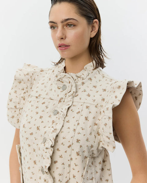 Farah Rose Flower Frill Sleeve Vest