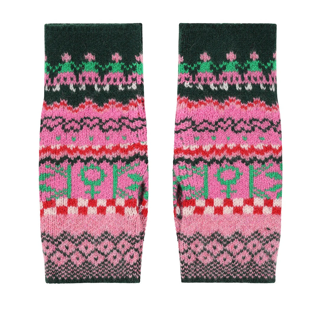 Fairisle Bubblegum Wrist Warmers