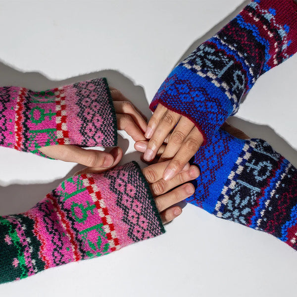 Fairisle Bubblegum Wrist Warmers