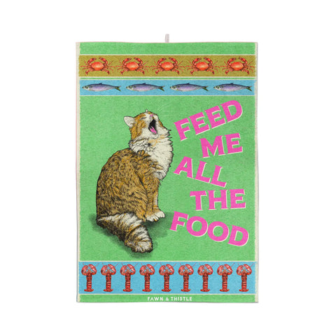 Feed the Cat Tea Towel