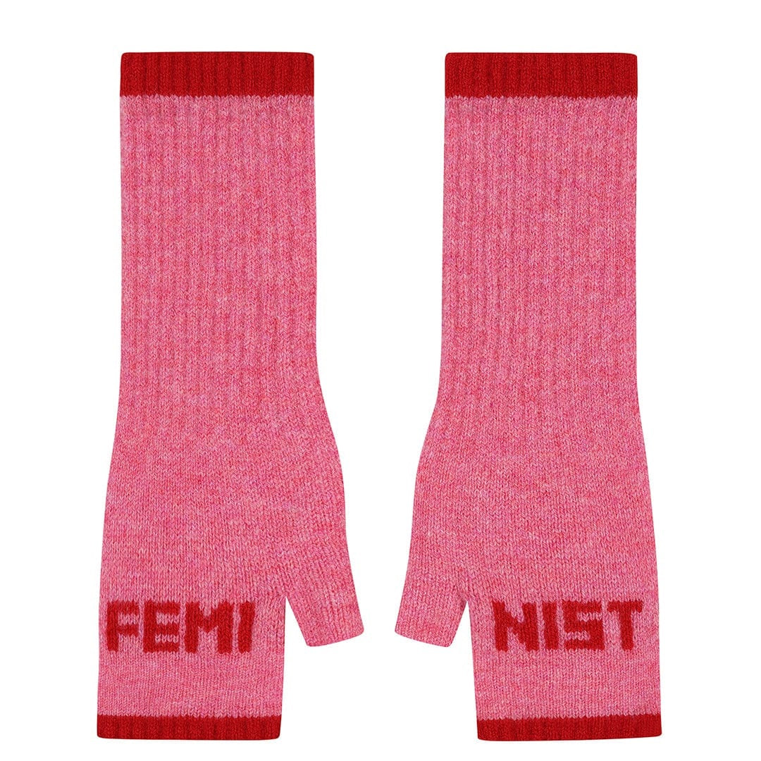 Feminist French Rose & Rouge Fingerless Mittens