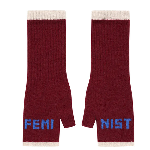 Feminist Claret & Klein Fingerless Mittens