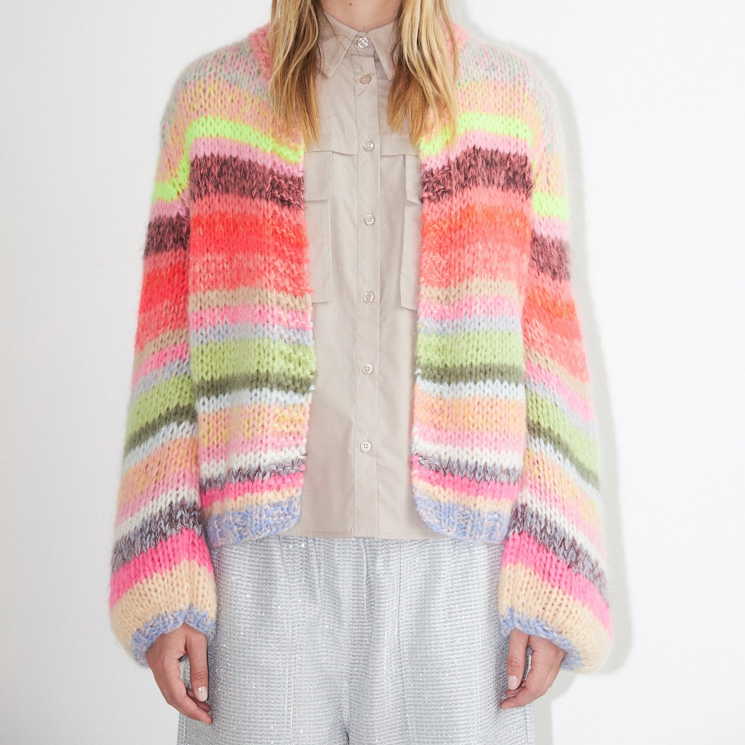 DAWNXDARE Gabi Bold Multi striped cardigan
