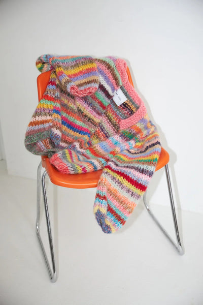 Hand Knitted by Italian women multicoloured stipe
