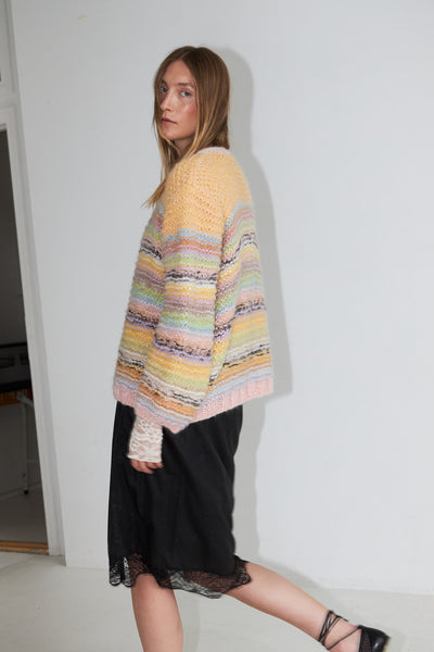 DAWNXDARE Gabi cardigan in pastel multi stripe
