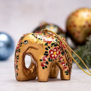 Gold Floral Hanging Elephant