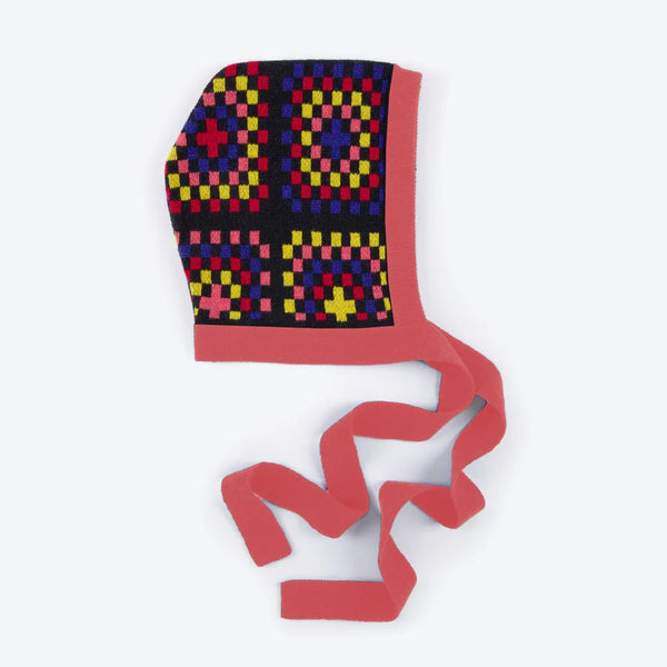 Granny Squares Wool Bonnet Hat