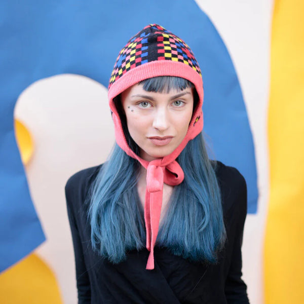 Granny Squares Wool Bonnet Hat