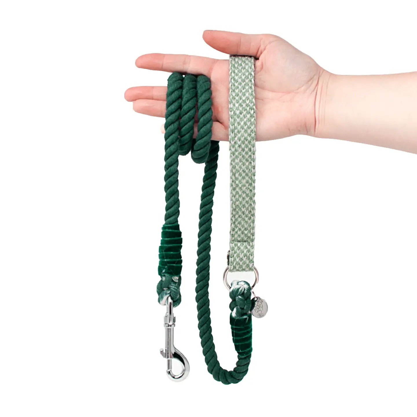 Stocky & Dee Green and Dove Harris Rope Dog Lead