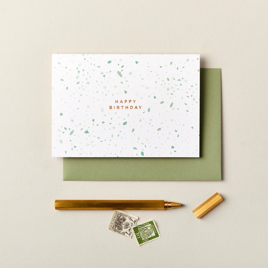 Green Terrazzo Happy Birthday Card