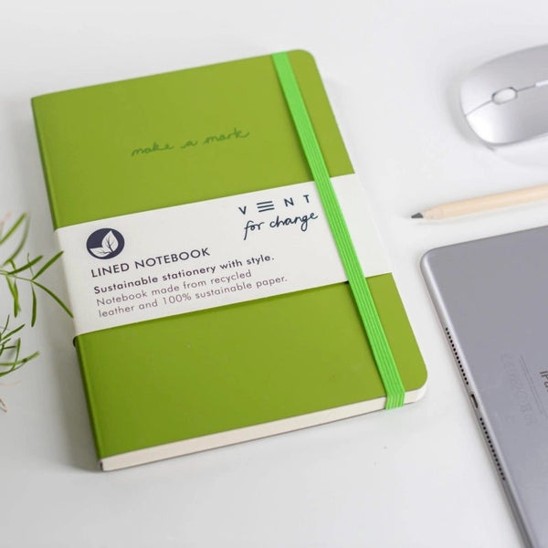 Green A5 Recycled Leather Notebook