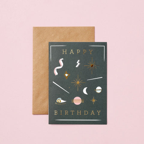 Gold Sun Happy Birthday Card