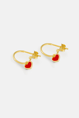 Ruby Heart Earrings