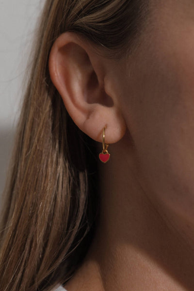 Ruby Heart Earrings